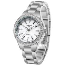 Chronos-relógio feminino, com strass, mostrador simples, aço inoxidável, pulseira dobrável, fecho, luxuoso, moda feminina, relógio de pulso ch36 2024 - compre barato