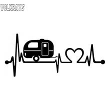 Volkrays Fashion Car Sticker Camper Travel Hiker  Heartbeat Accessories Reflective Waterproof Vinyl Black/Silver,7cm*19cm 2024 - buy cheap