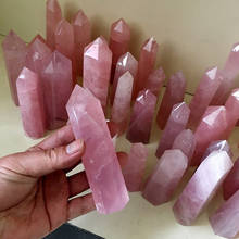 Piedra curativa de cristal de cuarzo rosa, varita de obelisco de Color puro, piedra curativa de 4-8CM 2024 - compra barato
