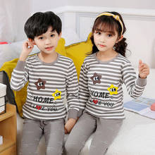 Pijama infantil de algodão de manga comprida, conjunto de roupa de dormir para meninos e meninas com desenho animado, roupa de treino para bebês, novo, 2020 2024 - compre barato