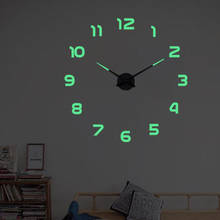 Relógio de parede luminoso, 47 polegadas, grande, 3d, diy, espelho acrílico, adesivo, quartzo, saat, klock, moderno, mudo 2024 - compre barato