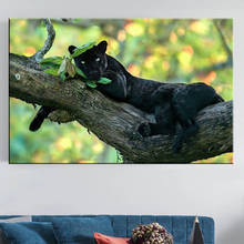 Pintura adorável de pantera preta na árvore, pintura em tela, fotos de parede para crianças, quarto, arte da parede, pôsteres, decoração de casa, quadros 2024 - compre barato