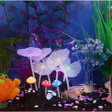 Glowing Effect Lotus Leaf Simulation Mushroom Decor For Aquarium Fish Jar Tank Ornament Swim Decoration Tank Ornament 2024 - buy cheap