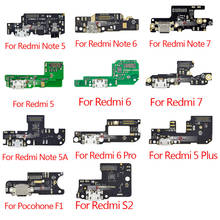 10pcs/lot USB Charging Port Connector  Flex Cable With Microphone Mic For XiaoMi PocoPhone F1 Redmi Note 7 6 5 Pro Plus 7A 6A S2 2024 - buy cheap