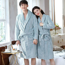 Winter Pyjamas Couple Sleepwear Kimono Bath Robe Men Women Flannel Bathrobe Coral Fleece Pajamas Night Dressing Gown Bride Robe 2024 - buy cheap