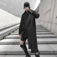 Camisa plisada asimétrica negra para hombre, Camisa larga de gran tamaño estilo Hip Hop Punk, blusa informal Harajuku, 2020 2024 - compra barato