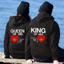 Women Men Lovers Sweatshirt Lovers Couples Couple Hoodies Chritsmas Costumes QUEEN OF HIS HEART KING OF HER HEART 2024 - buy cheap