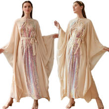 Женское платье макси с рукавами «летучая мышь» и блестками 2024 - купить недорого