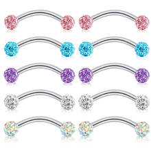 Crystal Eyebrow Piercing Lot 16G Industrial Bar Tongue Piercing Surgical Steel Curved Barbell Eyebrow Ring Lip Earring 2024 - buy cheap