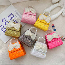Korean Style Kids Mini Purses 2022 Princess Crossbody Bags for Girls Small Coin Pouch Baby Party Pearl Wallet Hand Clutch Bag 2024 - buy cheap