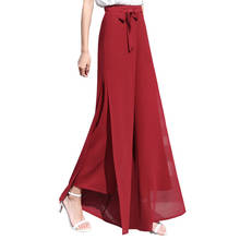 High Waist Double-layer Chiffon Wide-leg Pants Trousers Side Split Women's Skirt Pants Trousers Dance Pants 2024 - buy cheap