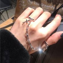 1PC de plata Chapado en Color Retro Punk Hip-Hop anillo del dedo de la mano de la cadena de anillo de joyería ajustable regalo para hombres mujeres Unisex anillo 2024 - compra barato