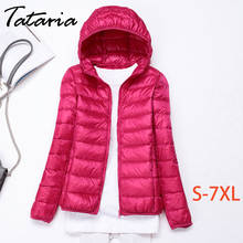 Tataria Women's Winter Ultra Light Down Jacket for Women Long Sleeve Warm Down Hooded Coat Female Plus Size White Duck Down Coat 2024 - buy cheap