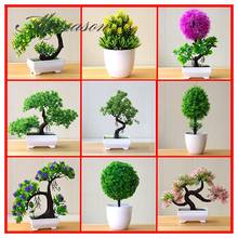 HOT Artificial Plants Bonsai Small Tree Pot Plants Fake Flowers Potted Ornaments For Home Hotel Garden Decor green Pine tree 2024 - buy cheap