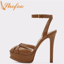 Brown Stiletto High Thin Heels Platform Women Sandals Woman Buckle Large Size 12 15 Ladies Summer Fashion Peep Toe Shoes Shofoo 2024 - buy cheap