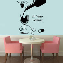 In Vino Veritas Wine Glass Bottle Floral Grapevine Wall Sticker Home Decor Living Room Bedroom Decoration Wall Art Murals 2024 - buy cheap