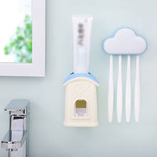 Dispensador de pasta dental con patrón de nube para niños, soporte para cepillo de dientes, juego de accesorios de baño, encantador exprimidor de pasta de dientes 2024 - compra barato