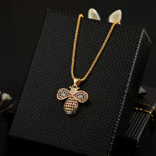 Vintage Women's Cute Insect Bee Small Pendant Necklace Female Gold Copper Chain Multicolor Cubic Zirconia Necklace Jewelry Gifts 2024 - купить недорого