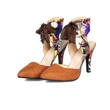 Sandalias de tacón alto para mujer, zapatos cruzados de tacón alto con correa y botones puntiagudos, talla grande 11 12 13 2024 - compra barato