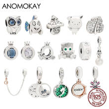 Anomokay Mix Style Lovey Animal 925 Silver Charm Real Sterling Silver Tree Owl Mermaid Bead Pendant for DIY Jewelry Making 2024 - buy cheap