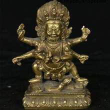 Colecionar o budismo da china, templo de cobre, 6 braços de cobre, mahakala, estátua verdadeira de deity, ornamentos, estátua de buda, estatuetas 2024 - compre barato
