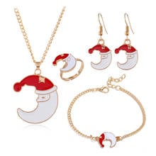 4pcs/set Classic Christmas Moon Old Man Pendant Necklace Creative Set Neutral Personality Christmas Gift Jewelry 2024 - buy cheap