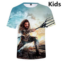 Camiseta con estampado 3d de Aquaman para niños y niñas, camisa de manga corta a la moda, de 3 a 14 años 2024 - compra barato
