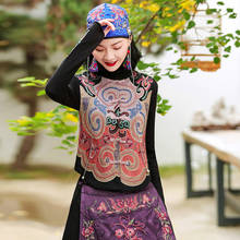 Chaleco negro de moda coreana para mujer, chaleco bordado de estilo étnico, Chaqueta corta para mujer, Otoño e Invierno 2024 - compra barato