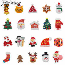 Julie Wang 6-20PCS Resin Christmas Charms Mixed Santa Claus Tree Snowman Flat Back Cabochons Jewelry Making Accessory Xmas Decor 2024 - buy cheap