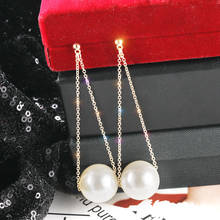 Pendientes largos de borla con perlas de imitación para mujer, aretes colgantes de bola redonda, joyería de boda, moda coreana 2024 - compra barato
