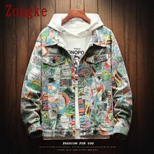 Zongke jaqueta jeans masculina, casaco estilo coreano para homens de streetwear 2021 2024 - compre barato