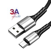 Нейлоновые кабели Micro USB 3A, шнур для быстрой зарядки и передачи данных для Samsung, Xiaomi, Huawei, Android, мобильный телефон, USB-кабель для зарядки 2024 - купить недорого