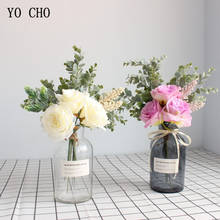 YO CHO Artificial Flower Rose Bouquet Bride Wedding White Pink Silk Flowers Bouquet Home Party Hotel Wedding Table Decoration 2024 - buy cheap