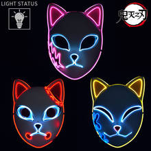 Máscara de plástico led demon slayer, máscaras para cosplay tanjirou sabito makomo 2024 - compre barato