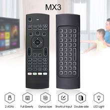 Controle remoto sem fio mx3 2.4g, teclado inteligente rf com microfone e iluminação de ar., para x96, h96, t3, rf smart e tv box com android. 2024 - compre barato