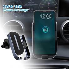 Cargador inalámbrico CW10 para coche, soporte inteligente de teléfono con carga inalámbrica rápida por infrarrojos, 15W 2024 - compra barato