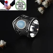 OMHXZJ Wholesale European Fashion Woman Girl Party Birthday Wedding Gift Vintage Moonstone Turquoise Agate Tai SilverRing RR849 2024 - buy cheap