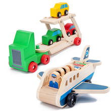 Conjunto de transporte de avião com duas andares de madeira para crianças, modelo de simulação, brinquedos educativos infantis 2024 - compre barato