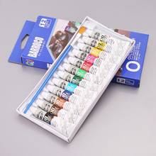 12 Colors Acrylic Paint Drawing Pigment Oil Painting 6ml Tube With Brush Set Artist Supplies 37MD 2024 - buy cheap