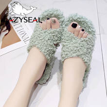 LazySeal New Fur Slippers Women Shoes Fashion Home Fluffy Slippers Woman Flats Ladies Slip-on Furry Flip Flops Plush Woman Shoes 2024 - buy cheap