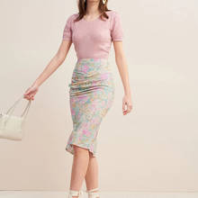 Elfbop New Creased-effect Floral Print Asymmetric Midi Skirt With Irregular Hem 2024 - buy cheap