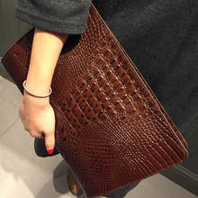 Crocodile PU Leather Women Clutch Handbag Black Brown Alligator Purse NO Strap Hand Bag female Clutches bolsa feminina purse 2024 - buy cheap