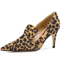 Lovirs-zapatos de tacón bajo de leopardo para mujer, tacones de aguja puntiagudos de 6,5 cm, Color sólido, para fiesta, talla grande, US5-15 2024 - compra barato