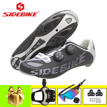 Ультралегкие ботинки SIDEBIKE из углеродного волокна, с педалями SPD, самоблокирующиеся, для гоночного велосипеда, дорожного велосипеда, спортивная обувь для верховой езды 2024 - купить недорого