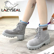 LazySeal Plus Big Size 43 Winter Boots Women Shoes Female Lace Up Suede Leather Shoes Platform Women's Boot Ladies Footwear 2024 - buy cheap