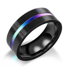 MIQIAO-anillo de acero inoxidable para hombre, Color negro y titanio, arcoíris, con ranura, para vapear, negro y azul, joyería de moda masculina, envío directo 2024 - compra barato