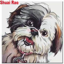 Shih tzu-pintura de diamante cuadrado completo 5d diy, bordado de diamantes de imitación, mosaico de animales, pintura de cristal, decoración Linda para mascotas 2024 - compra barato