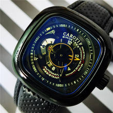 CAROTIF-reloj deportivo automático militar para hombre, pulsera mecánica con correa de cuero cuadrada, de marca superior de lujo, 2020 2024 - compra barato