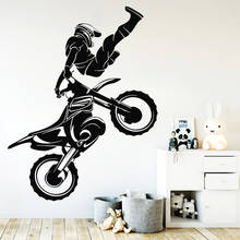 Esporte extremo adesivo de parede motocross decalque do vinil motor corrida decoração para casa motorcyclist decoração quarto meninos decoração da parede 2024 - compre barato