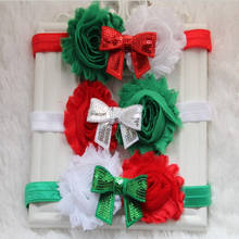 24 unids/lote artículos de Navidad rojo verde blanco Shabby Chic flores lentejuelas arco enemigo diadema Pelo elástico Accesorios 2024 - compra barato